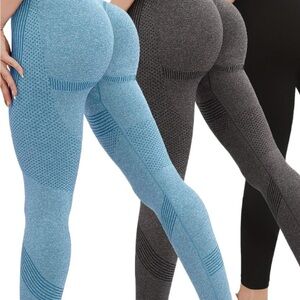 High-Waisted Blue and Gray Leggings for Active Wear sold together